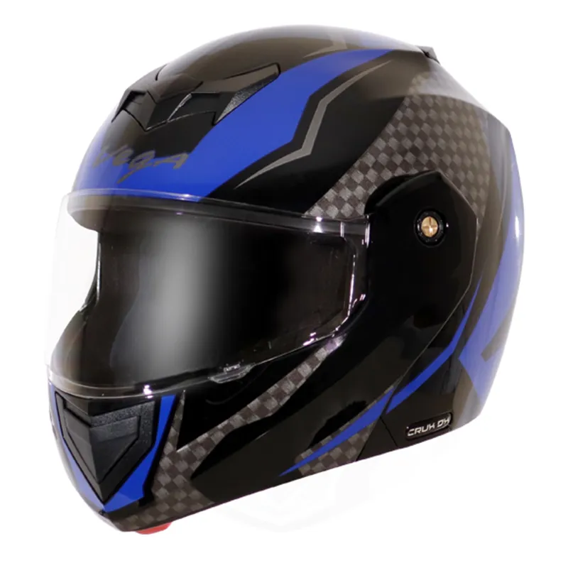 VEGA Crux Dx Checks Black Blue Full Face Helmet