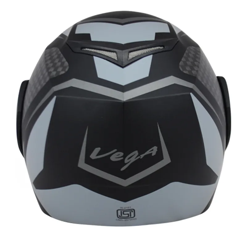 VEGA Crux Dx Checks Dull Black Silver Full Face Helmet