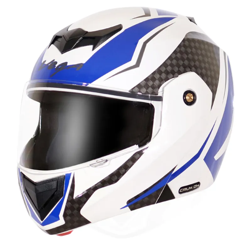 VEGA Crux Dx Checks White Blue Full Face Helmet
