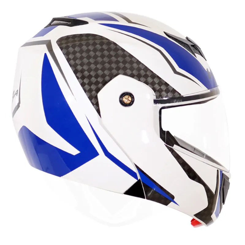 VEGA Crux Dx Checks White Blue Full Face Helmet