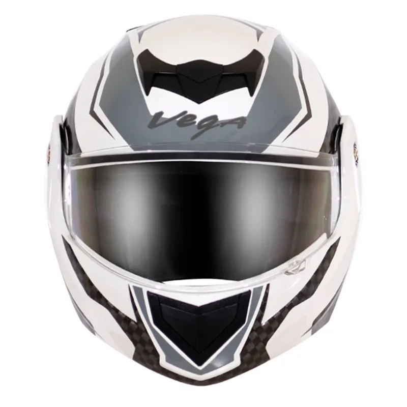 VEGA Crux Dx Checks White Silver Full Face Helmet