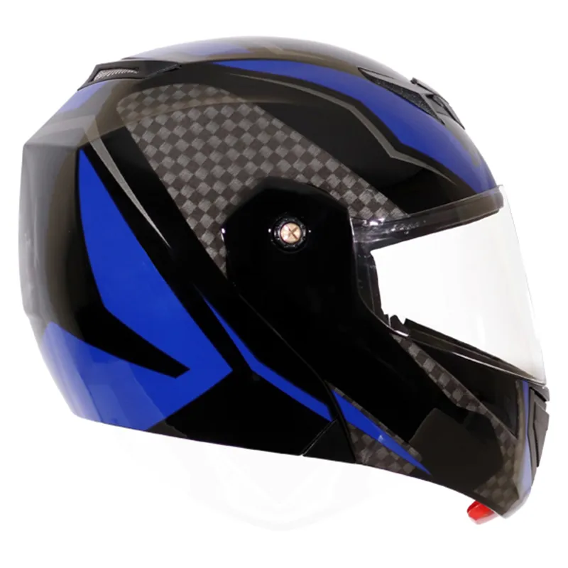 VEGA Crux Dx Dual Visor Checks Black Blue Flip Up Helmet