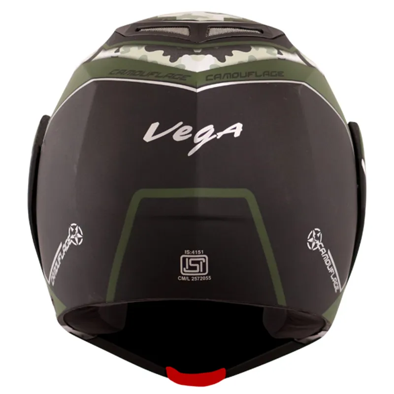 VEGA Crux Dx Camo Dull Black Battle Green Flip Up Helmet
