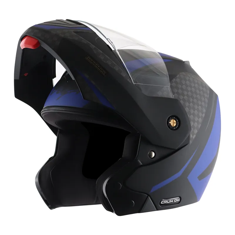 VEGA Crux Dx Checks Dull Black M Blue Flip Up Helmet