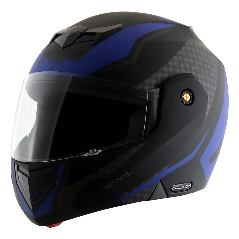 VEGA Crux Dx Checks Dull Black M Blue Flip Up Helmet