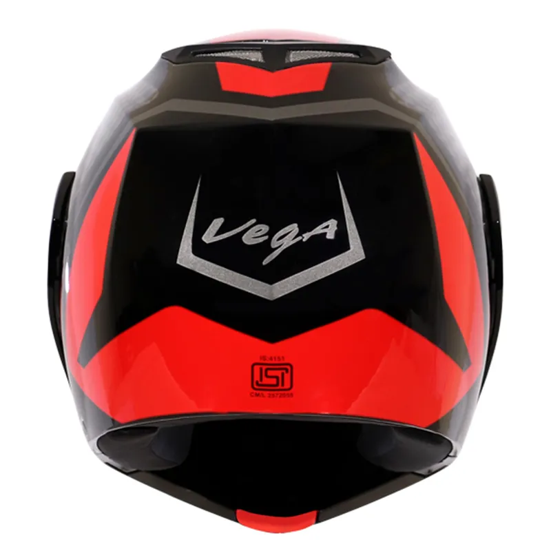 VEGA Crux Dx Checks Dull Black Red Flip Up Helmet