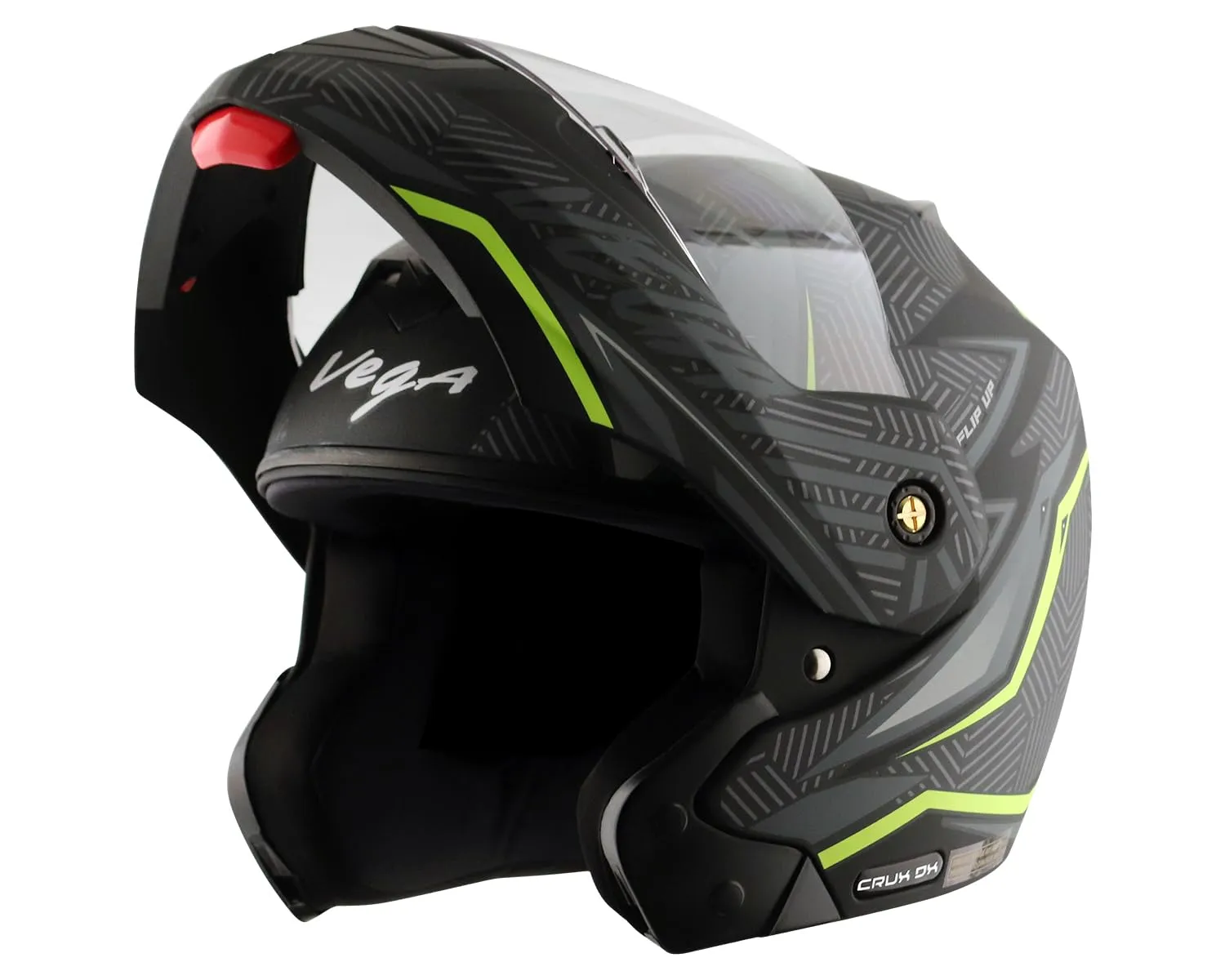 VEGA Crux Dx Energy Dull Black Neon Green Flip Up Helmet