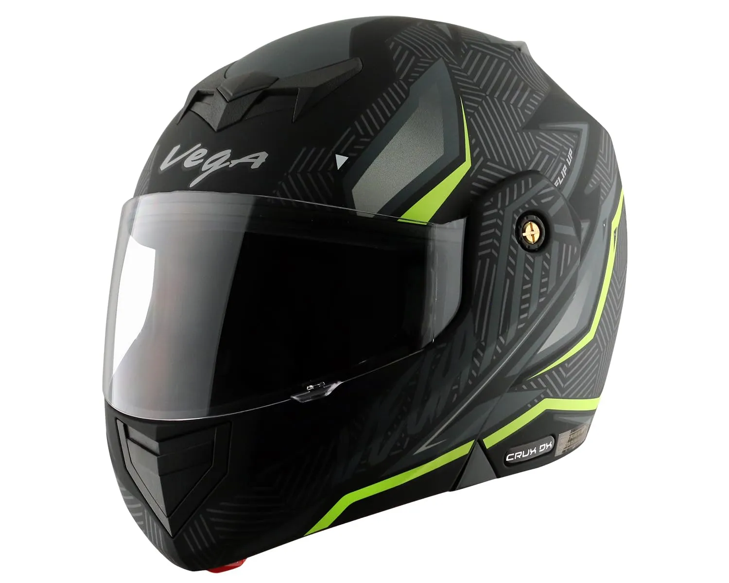 VEGA Crux Dx Energy Dull Black Neon Green Flip Up Helmet