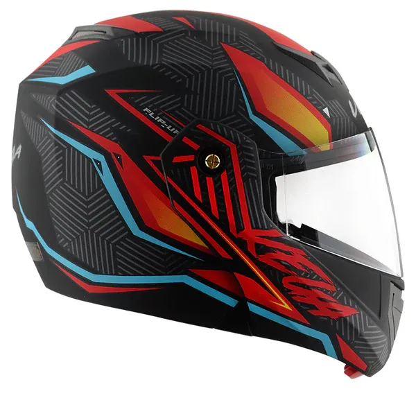 VEGA Crux Dx Energy Dull Black Red Flip Up Helmet