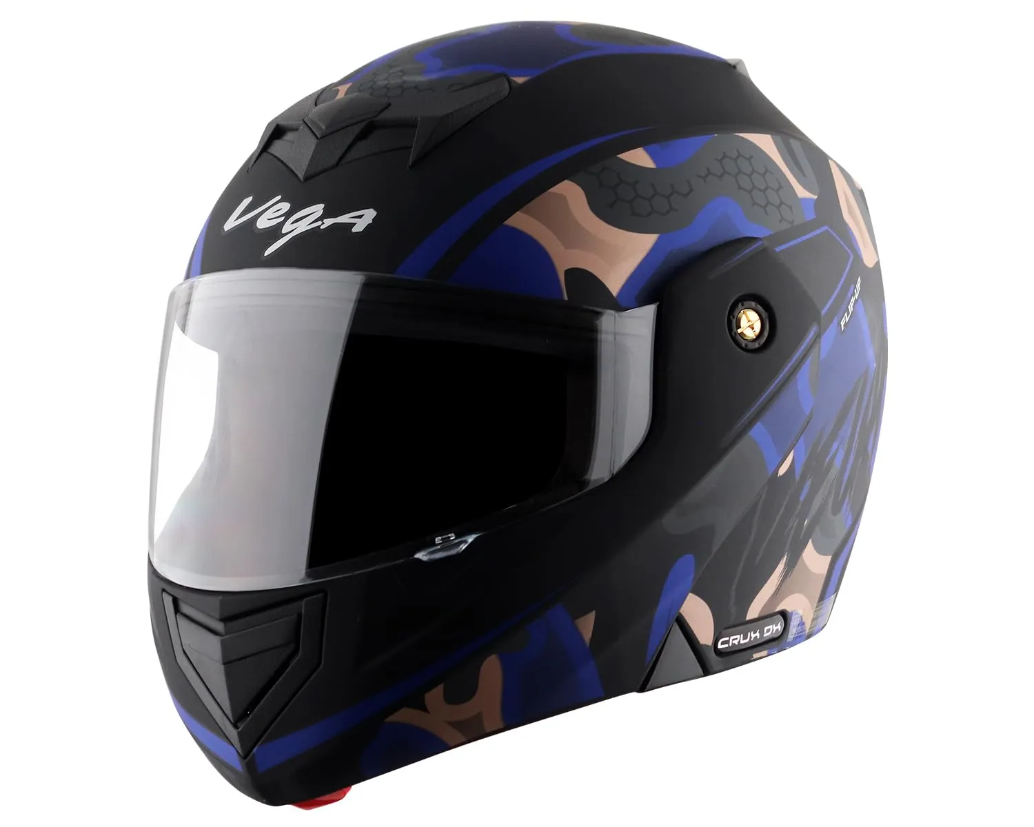 VEGA Crux Dx Fighter Black M Blue Flip Up Helmet
