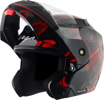 VEGA Crux Dx Fighter Black Red Flip Up Helmet