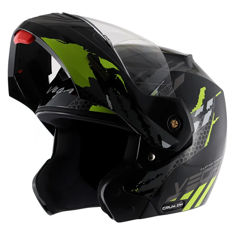 VEGA Crux Dx Flex Black Neon Yellow Full Face Helmet