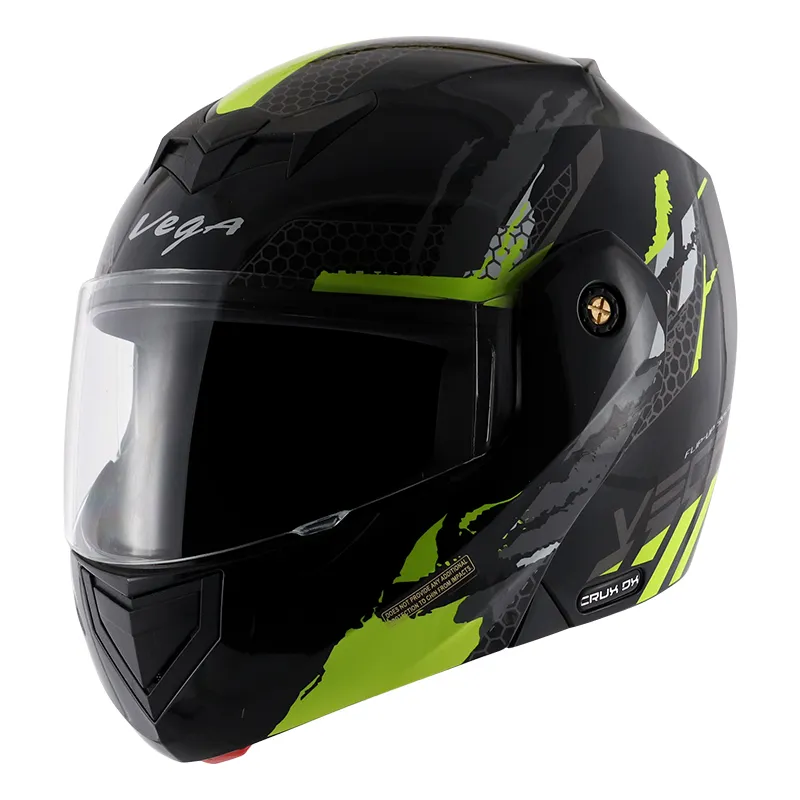 VEGA Crux Dx Flex Black Neon Yellow Full Face Helmet