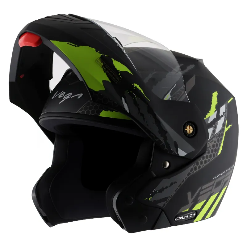 VEGA Crux Dx Flex Dull Black Neon Yellow Full Face Helmet