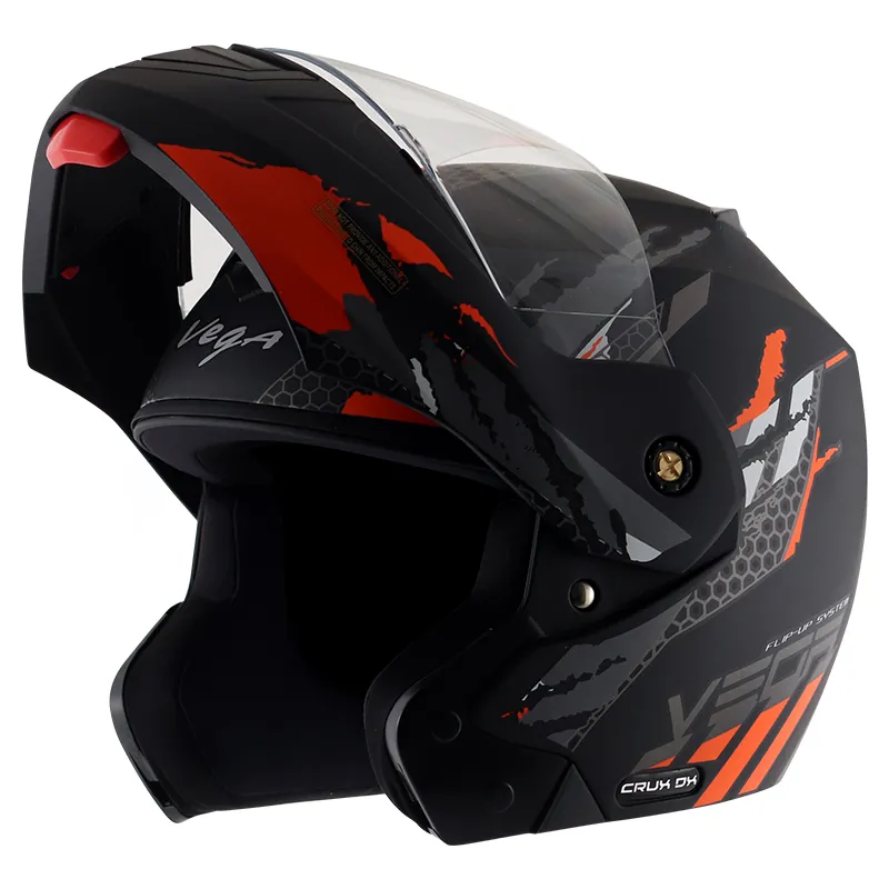 VEGA Crux Dx Flex Dull Black Orange Full Face Helmet