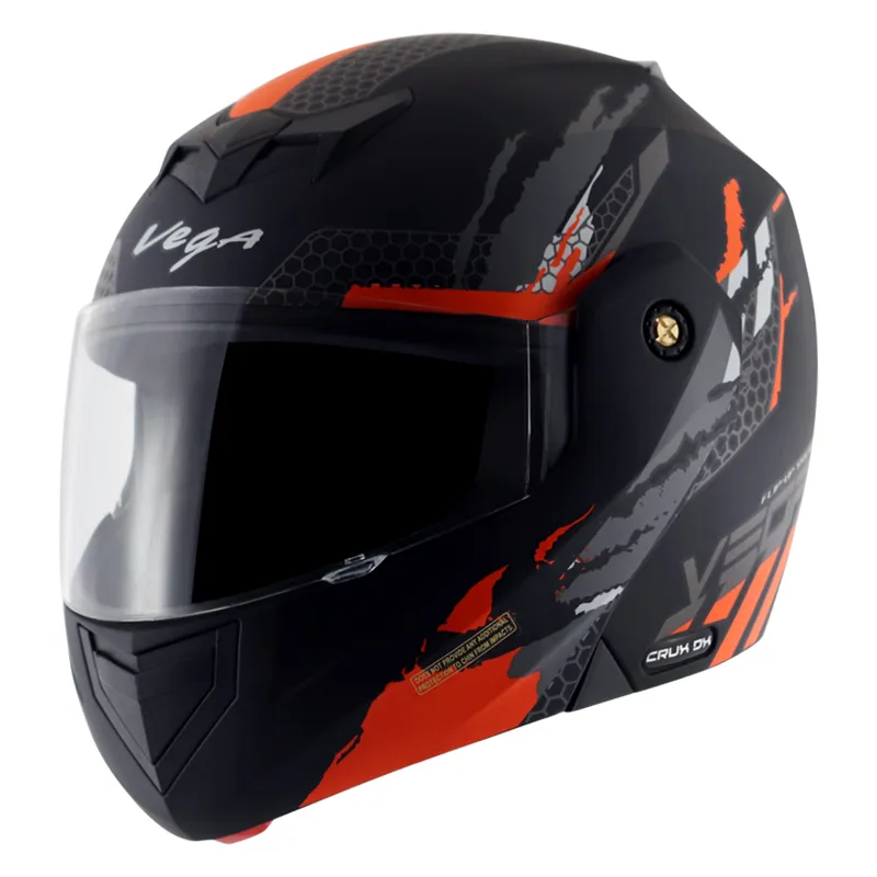 VEGA Crux Dx Flex Dull Black Orange Full Face Helmet