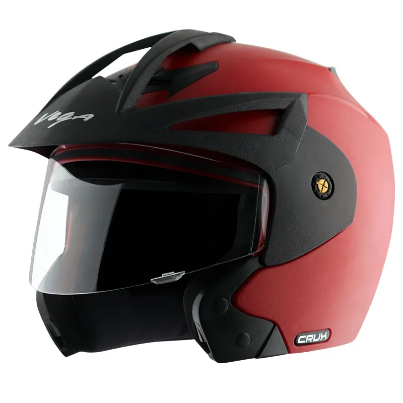 VEGA Crux Open Face Red Half Face Helmet