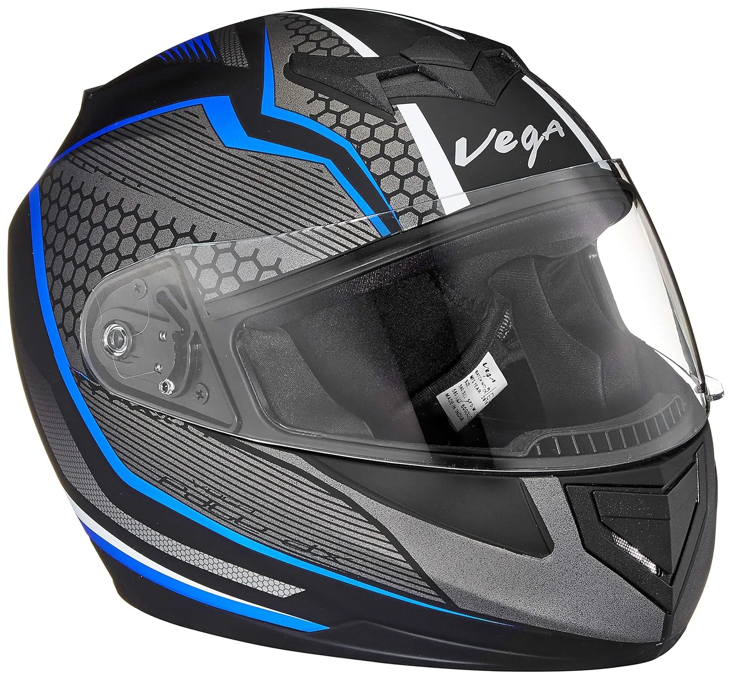 VEGA Edge Dx Blast Dull Black Blue Full Face Helmet