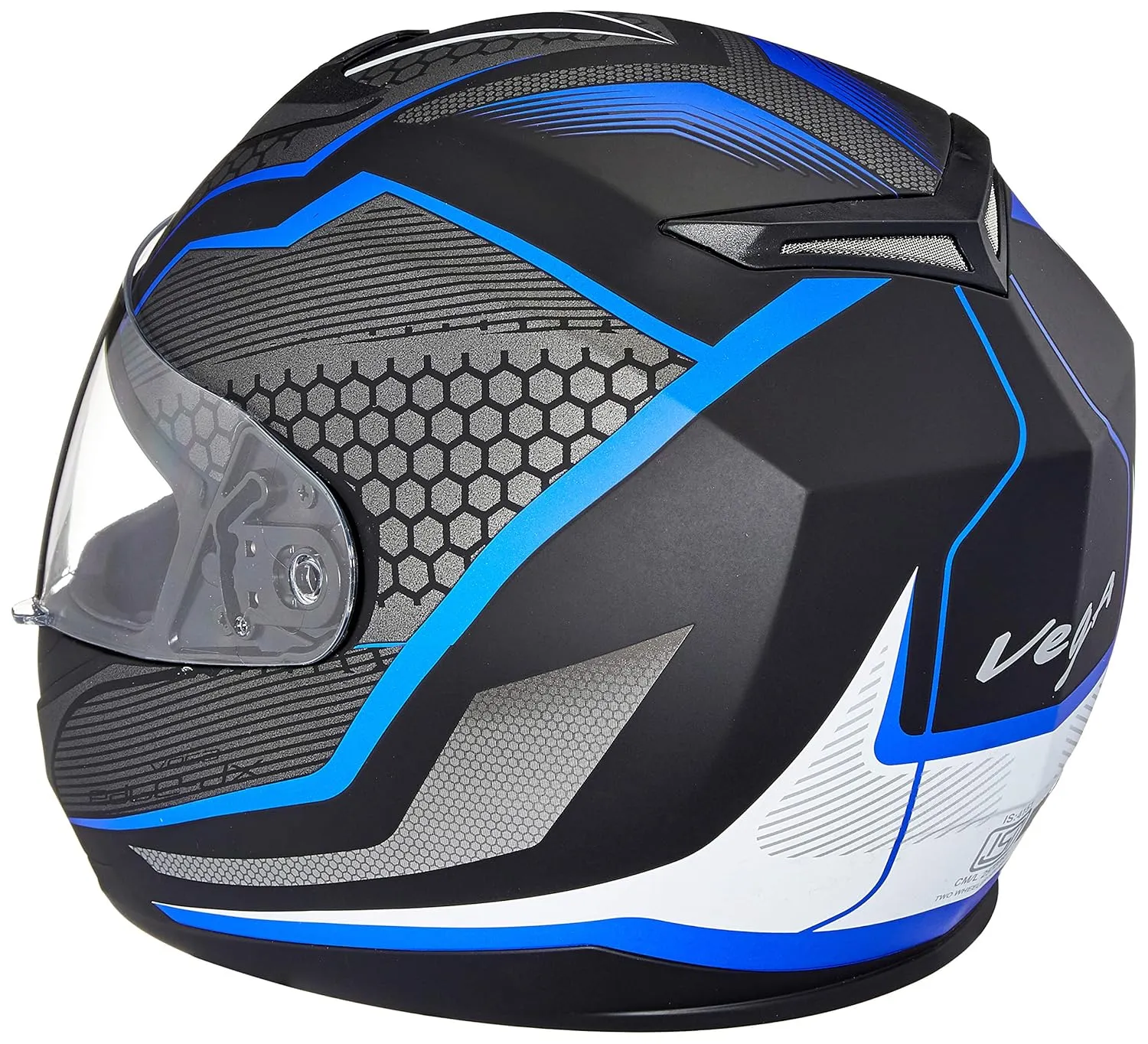 VEGA Edge Dx Blast Dull Black Blue Full Face Helmet