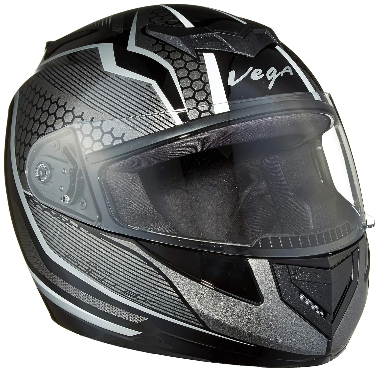 VEGA Edge Dx Blast Dull Black Silver Full Face Helmet