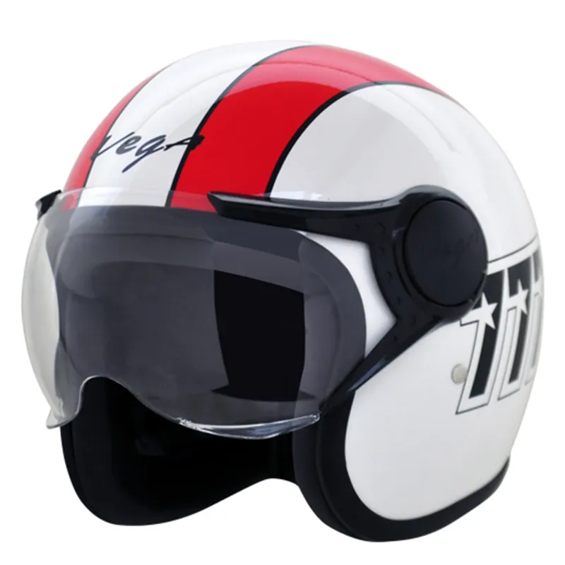 VEGA Jet 777 White Red Half Face Helmet