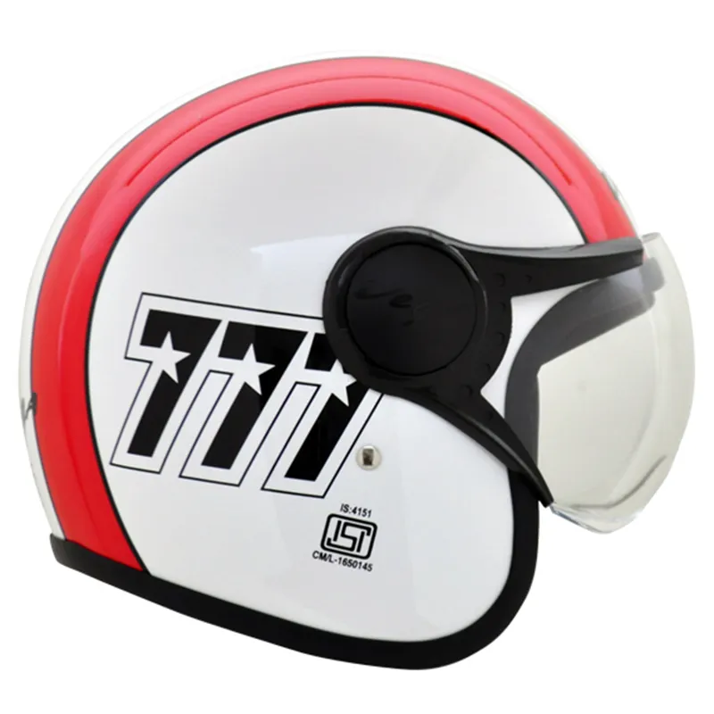 VEGA Jet 777 White Red Half Face Helmet