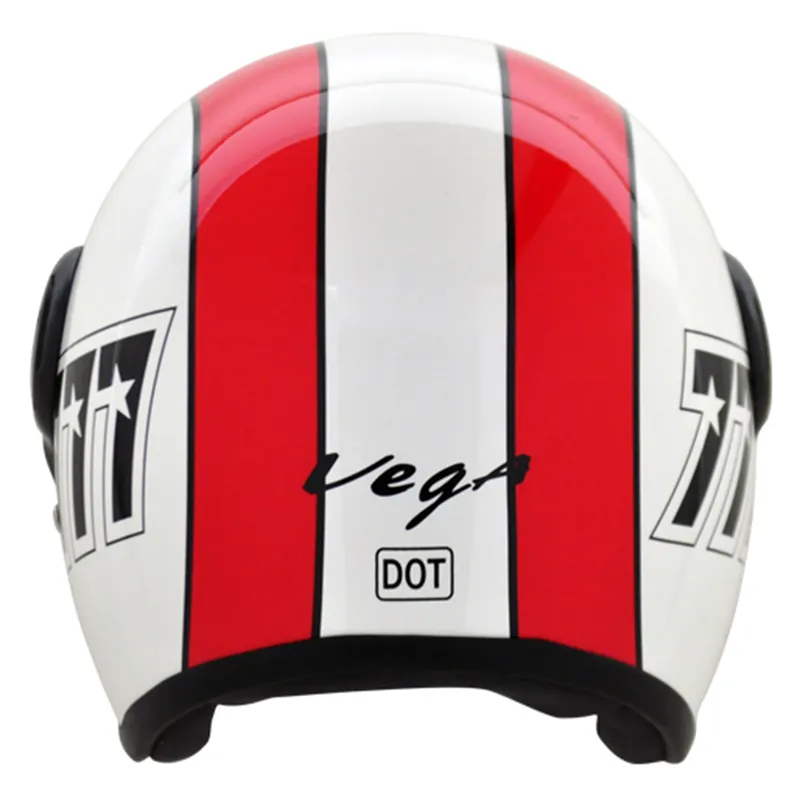 VEGA Jet 777 White Red Half Face Helmet