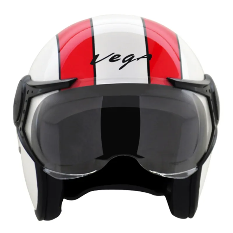 VEGA Jet 777 White Red Half Face Helmet