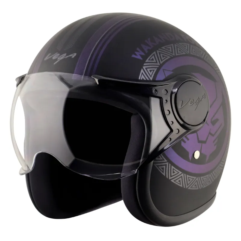 VEGA Jet Dx Marvel Black Panther Dull Purple Half Face Helmet