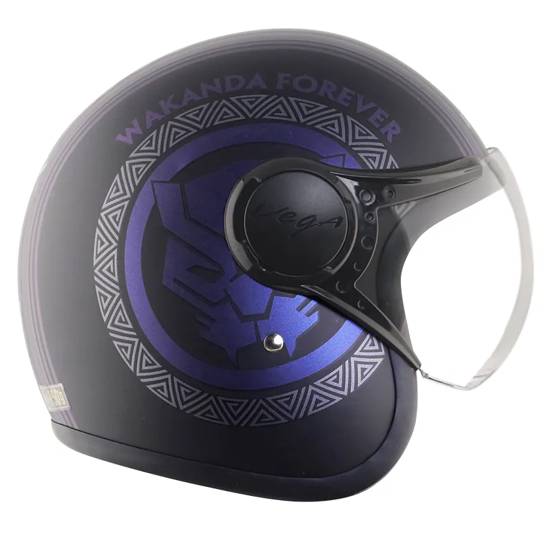 VEGA Jet Dx Marvel Black Panther Dull Purple Half Face Helmet