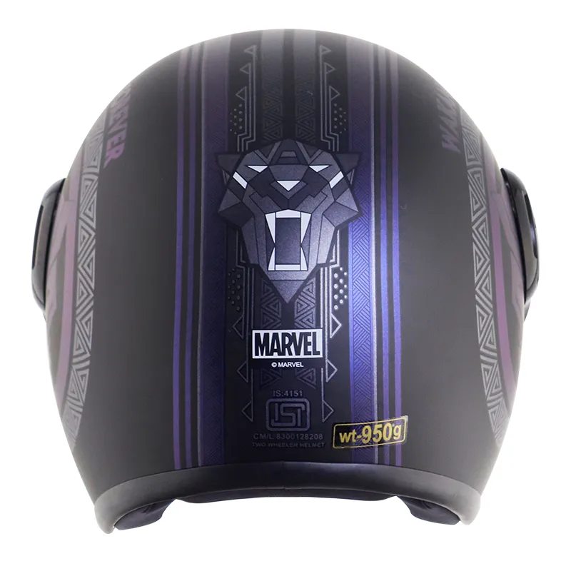 VEGA Jet Dx Marvel Black Panther Dull Purple Half Face Helmet