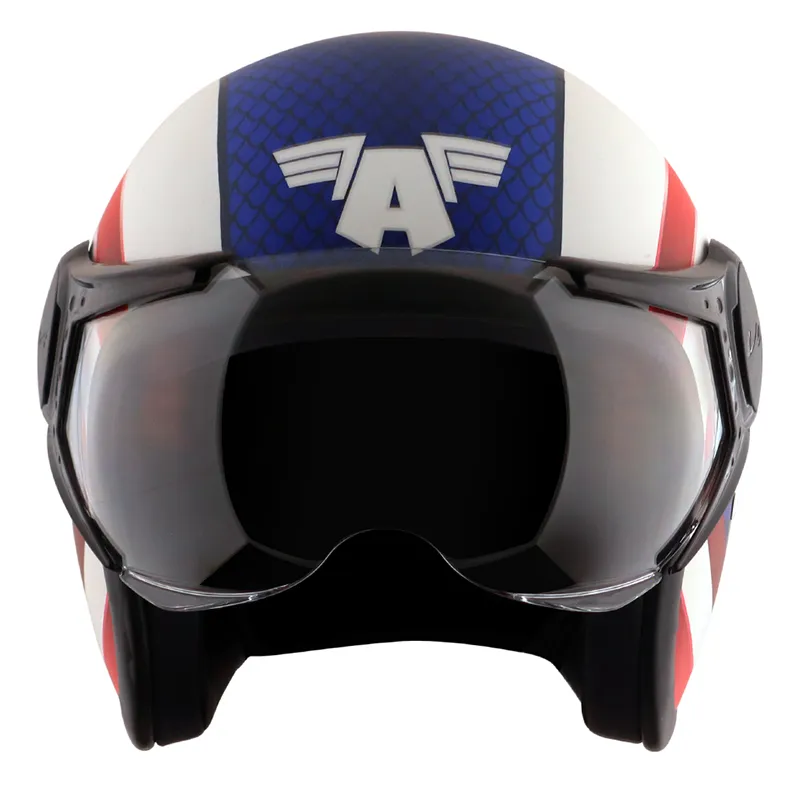 VEGA Jet Dx Marvel Captin America White Red Full Face Helmet