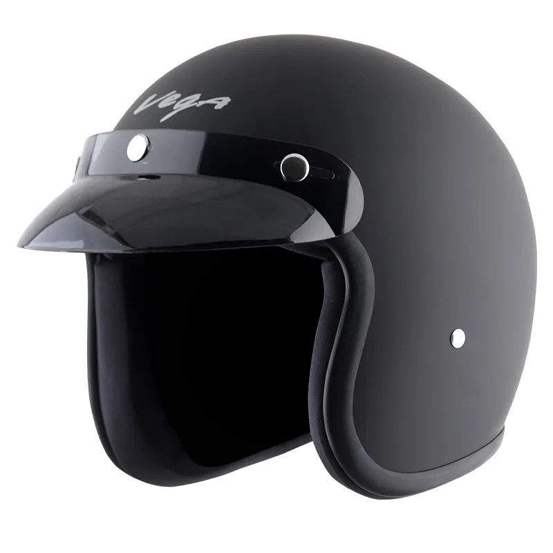 VEGA Jet Dx Dull Black Half Face Helmet