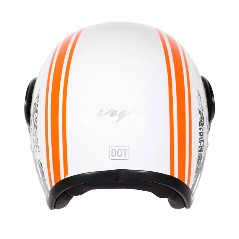 VEGA Jet Old School White Orange Half Face Helmet