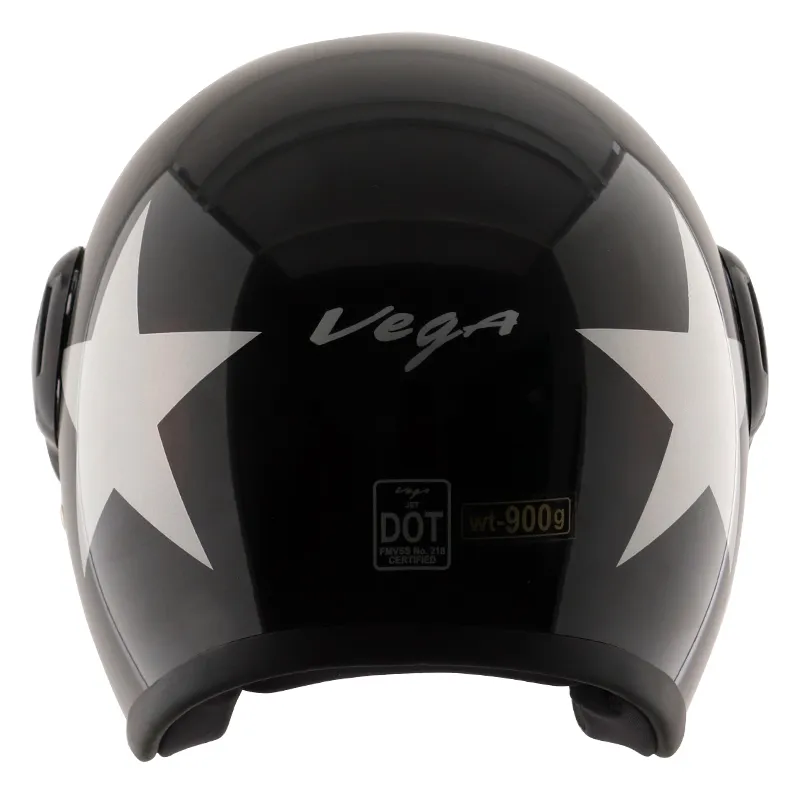 VEGA Jet Star Black Silver Half Face Helmet
