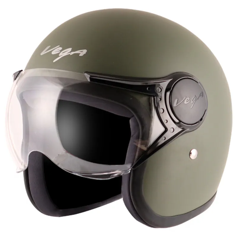 VEGA Jet Dull Army Green Half Face Helmet