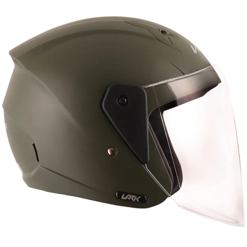 VEGA Lark Dull Battle Green Half Face Helmet