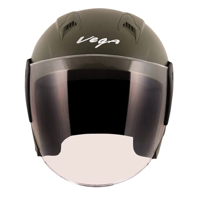 VEGA Lark Dull Battle Green Half Face Helmet