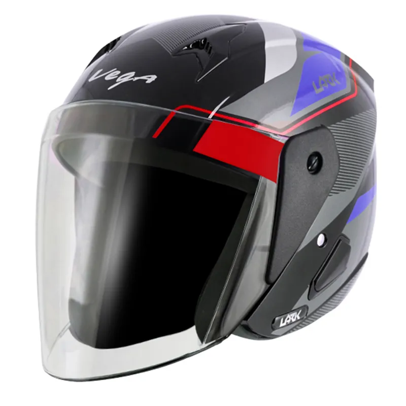 VEGA Lark Legend Black Blue Half Face Helmet