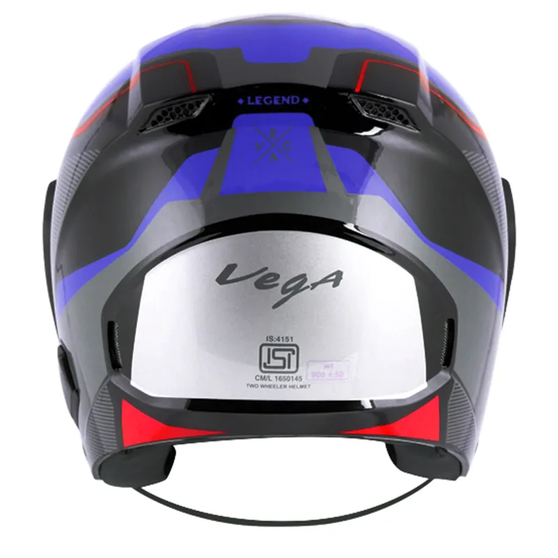 VEGA Lark Legend Black Blue Half Face Helmet