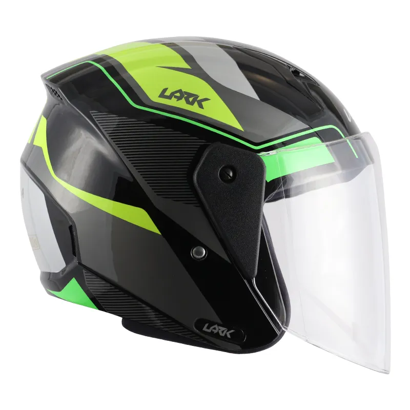 VEGA Lark Legend Black Neon Yellow Half Face Helmet