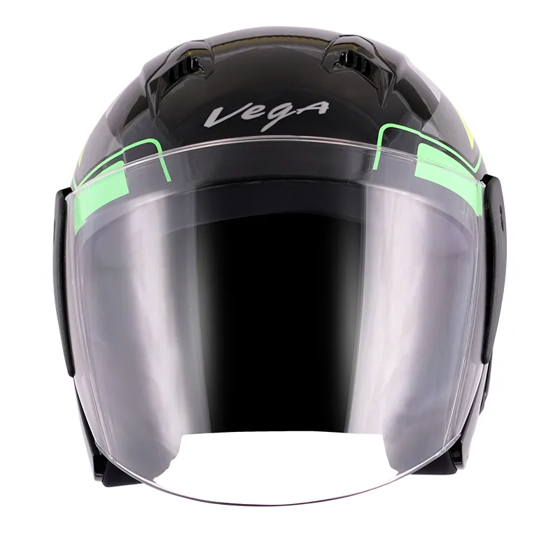 VEGA Lark Legend Black Neon Yellow Half Face Helmet