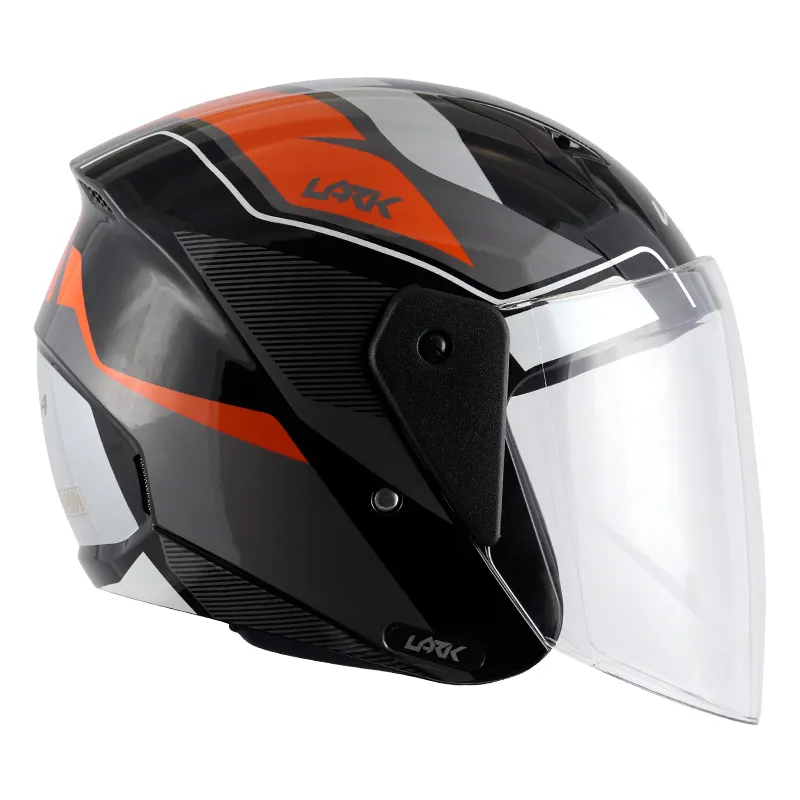 VEGA Lark Legend Black Orange Half Face Helmet