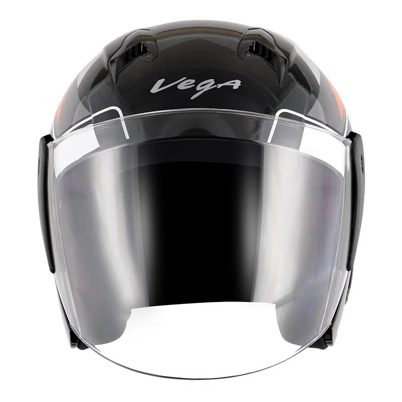 VEGA Lark Legend Black Orange Half Face Helmet
