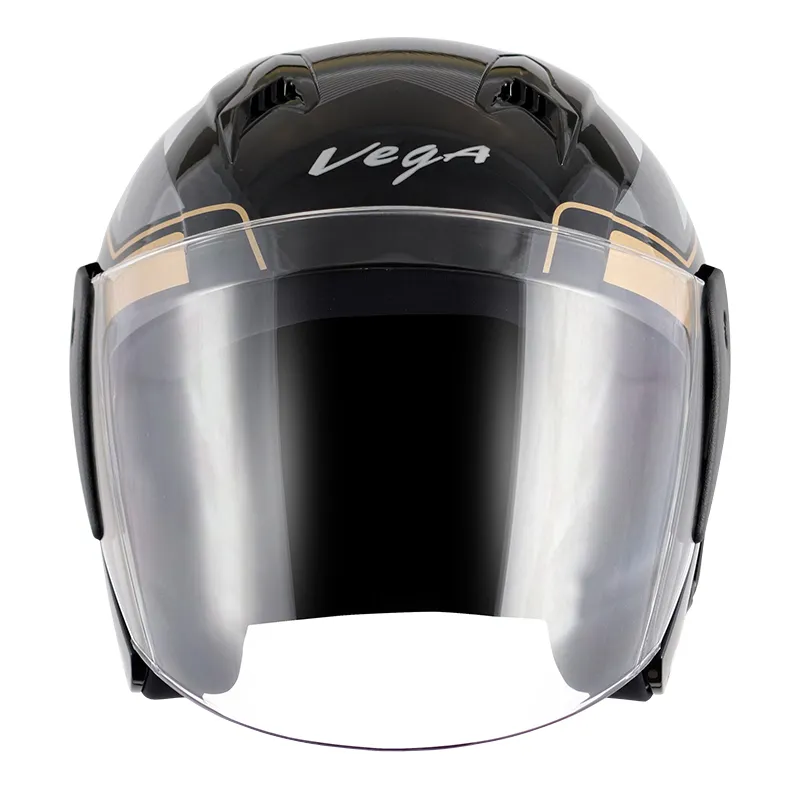 VEGA Lark Legend Black Silver Half Face Helmet