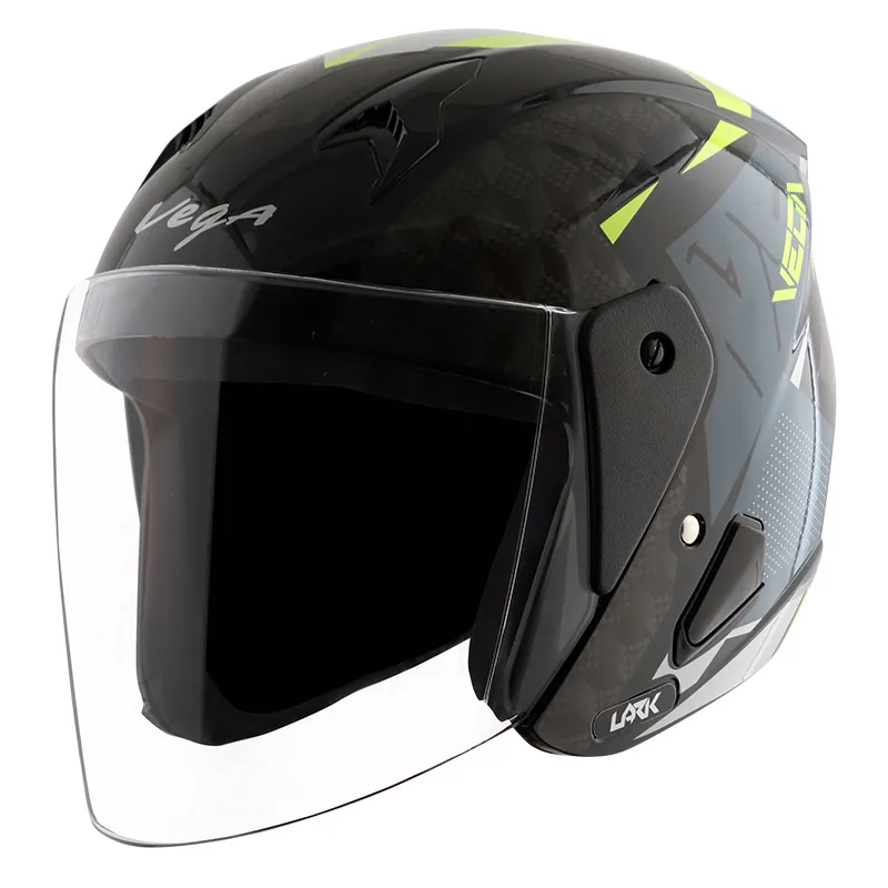 VEGA Lark Twist Black Neon Yellow Half Face Helmet