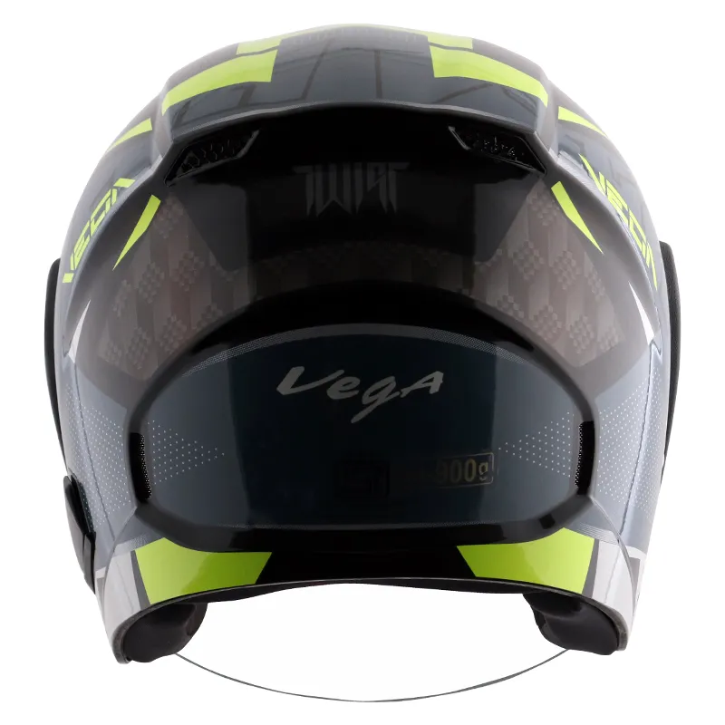 VEGA Lark Twist Black Neon Yellow Half Face Helmet