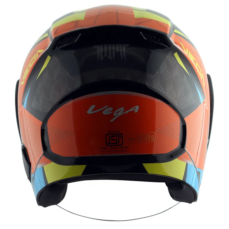 VEGA Lark Twist Black Orange Half Face Helmet