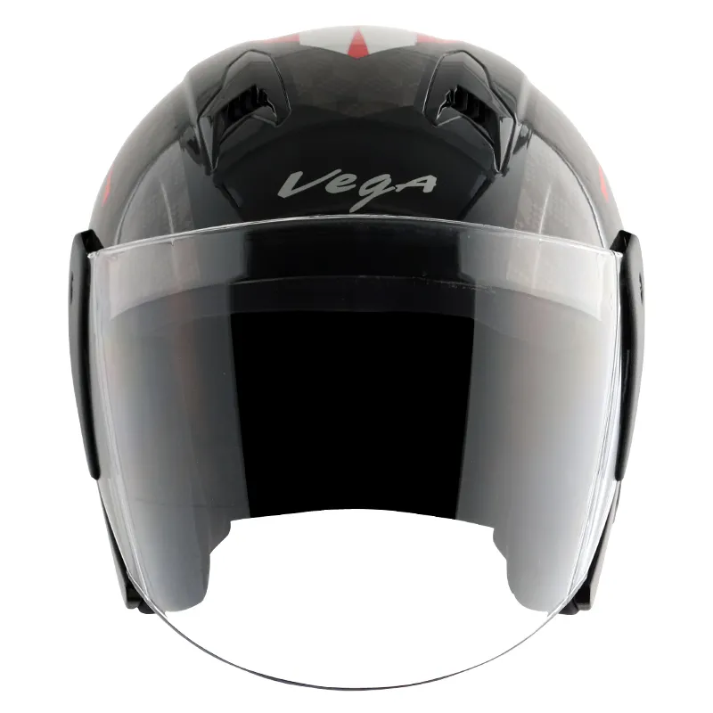 VEGA Lark Twist Black Red Half Face Helmet