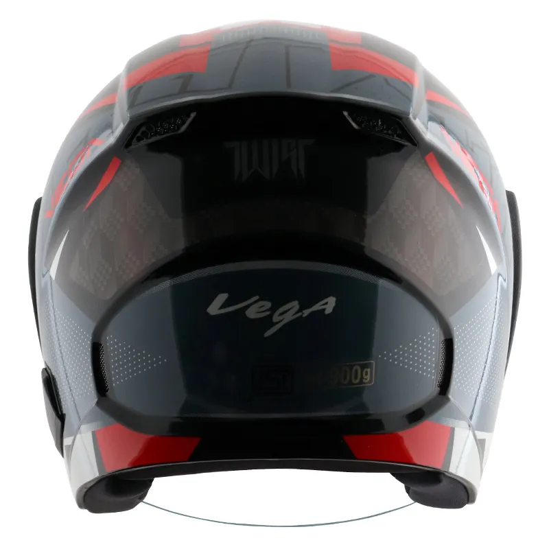 VEGA Lark Twist Black Red Half Face Helmet